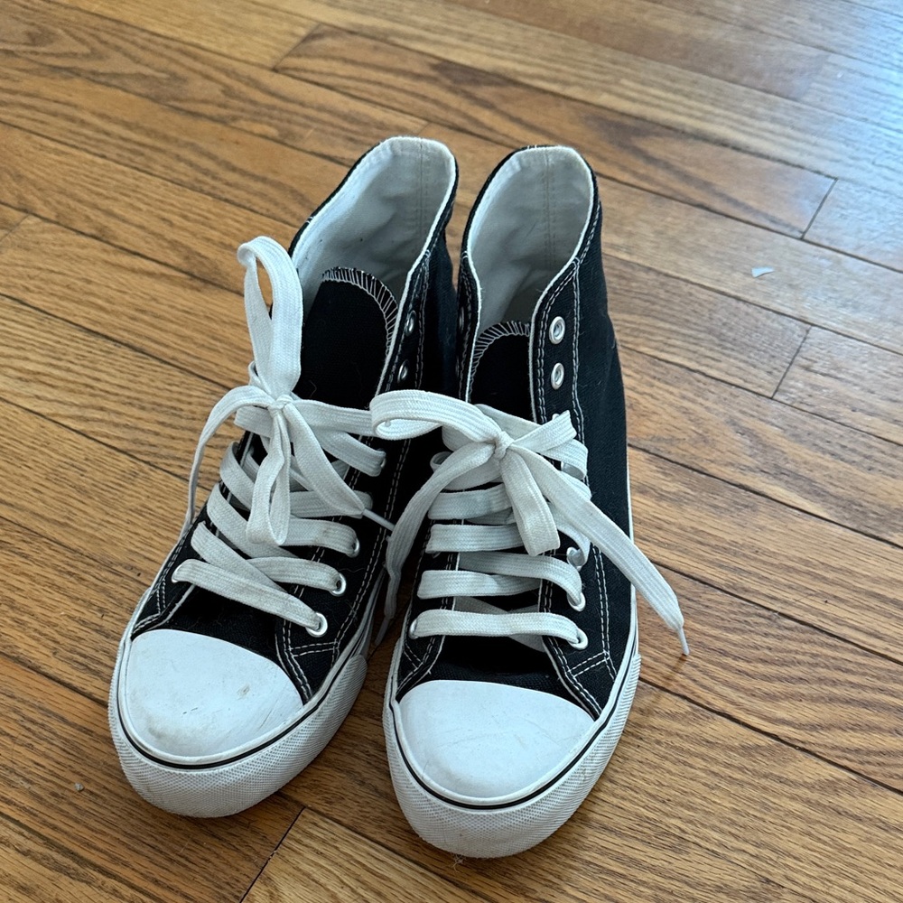 Black and White High-Top Sneakers